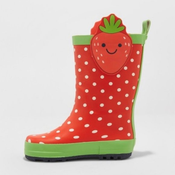 strawberry rain boots